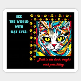 Cat Eyes Quote: (Motivation and Inspiration) Sticker